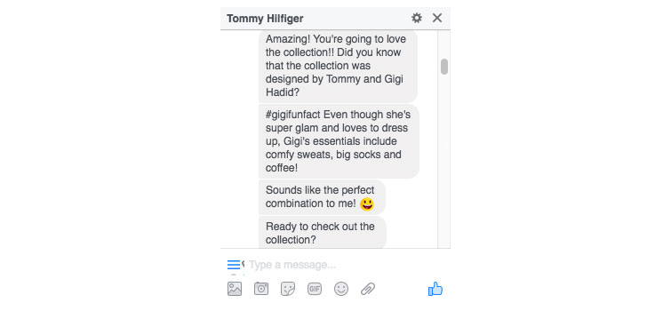 fashionbot tommy hilfiger conversa facebook