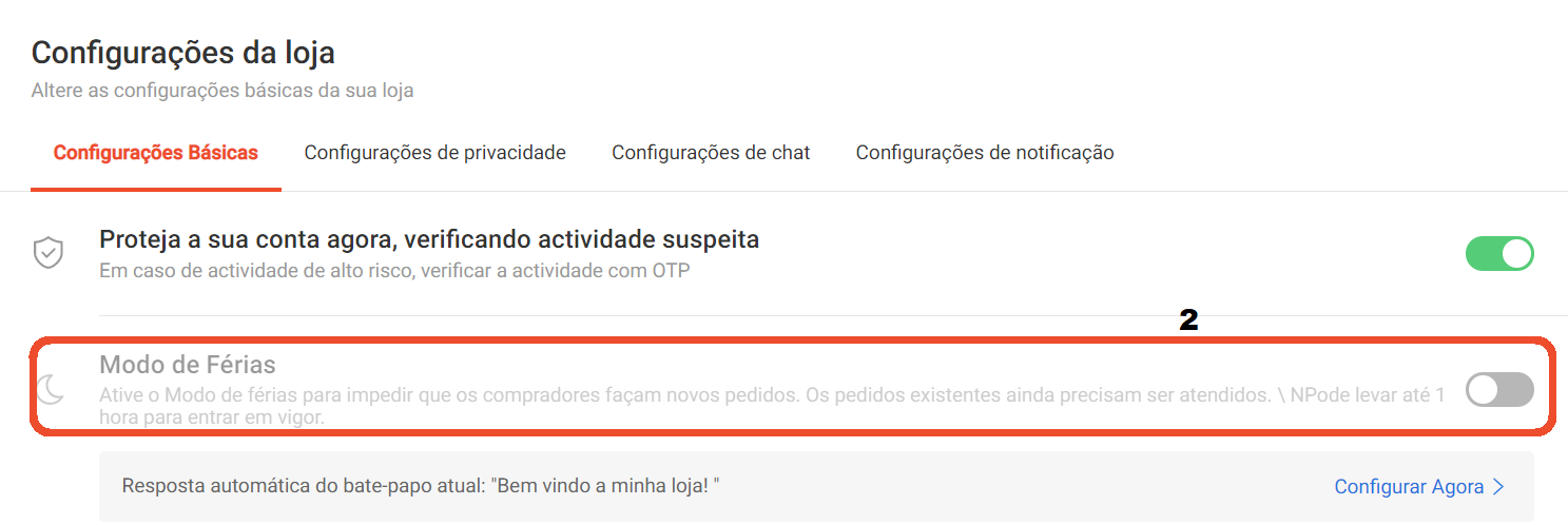 O que é o modo férias na Shopee?